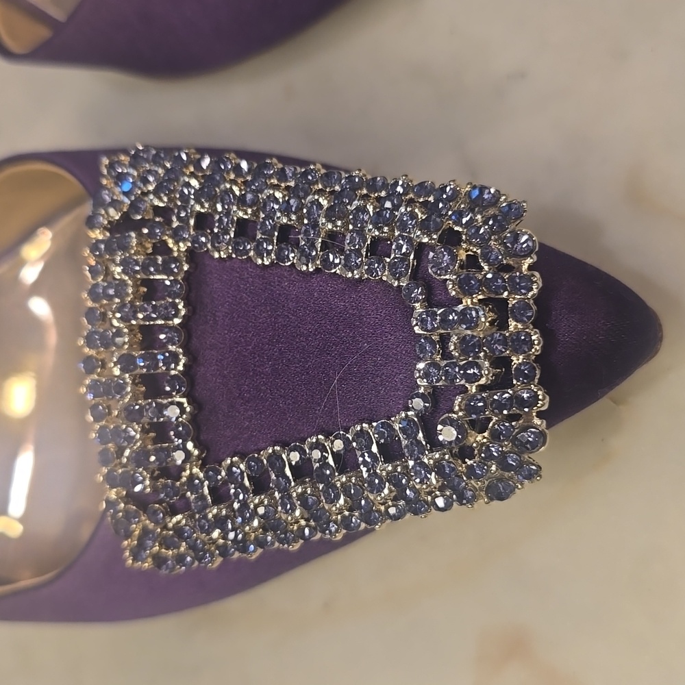 Badgley Mischka Satin Crystal Slingbacks (Purple) - Picture 4 of 8
